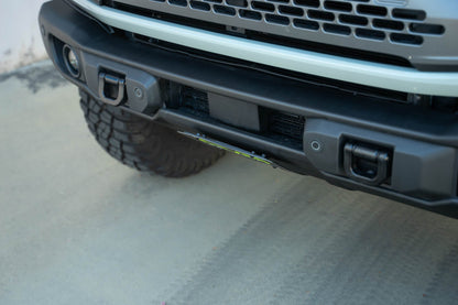 Low Profile of the Capable Bumper Slanted Front License Plate Mount for the 2021-2023 Ford Bronco