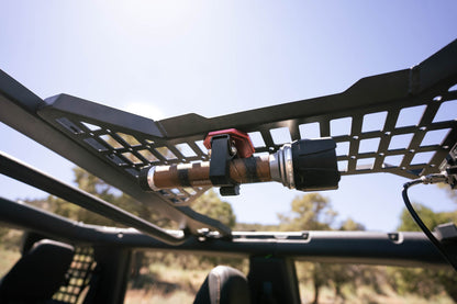 Flashlight mounted to the Overhead Molle Panel for the 2021-2023 Ford Bronco