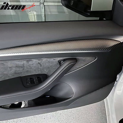 2021-2023 Tesla 3 23 Y Matte Carbon Fiber Center Front Door Panel ABS
