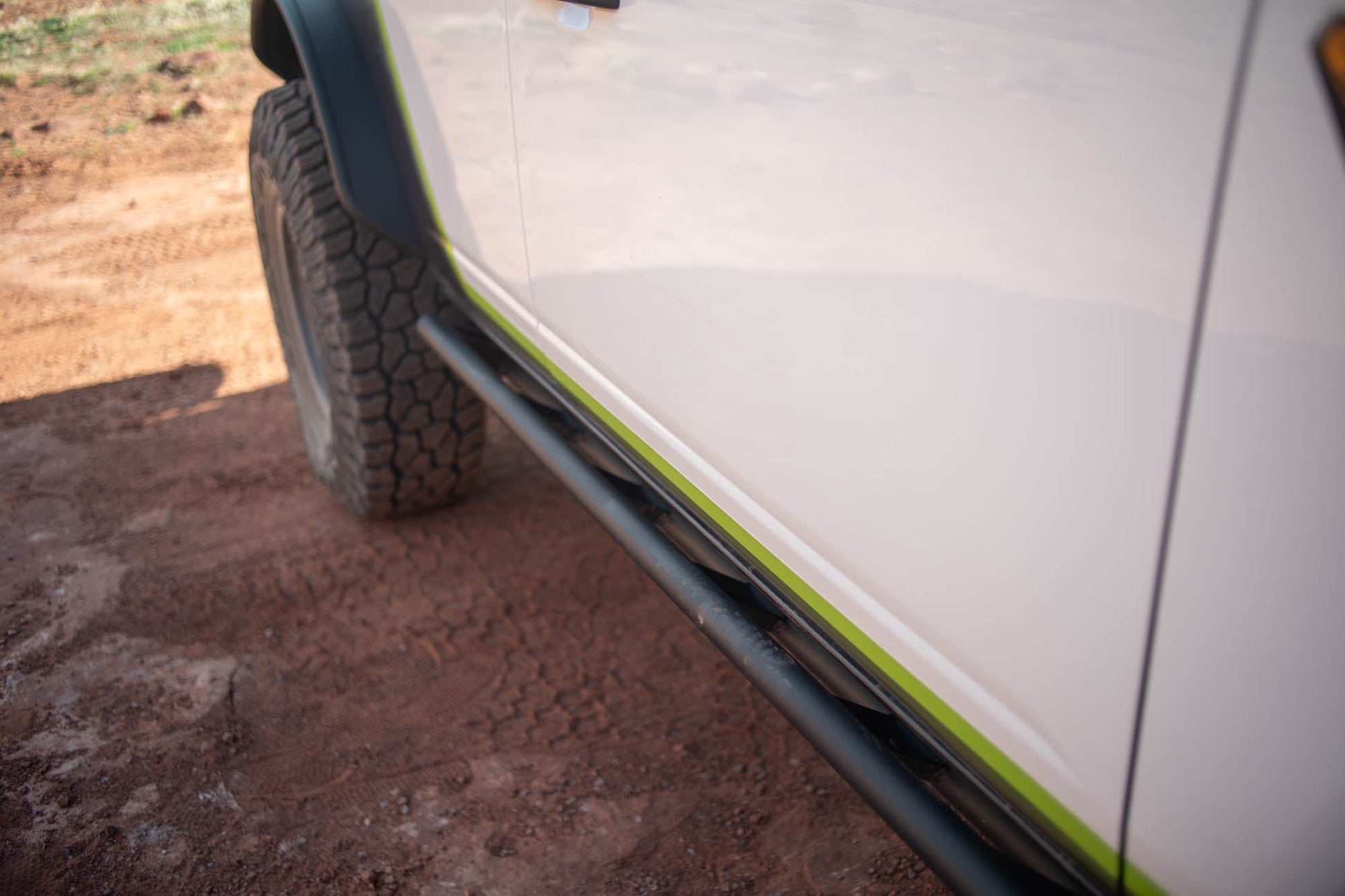 Using the 2021-2024 Ford Bronco FS-15 4-Door Rock Sliders V2 at easter Jeep Safari