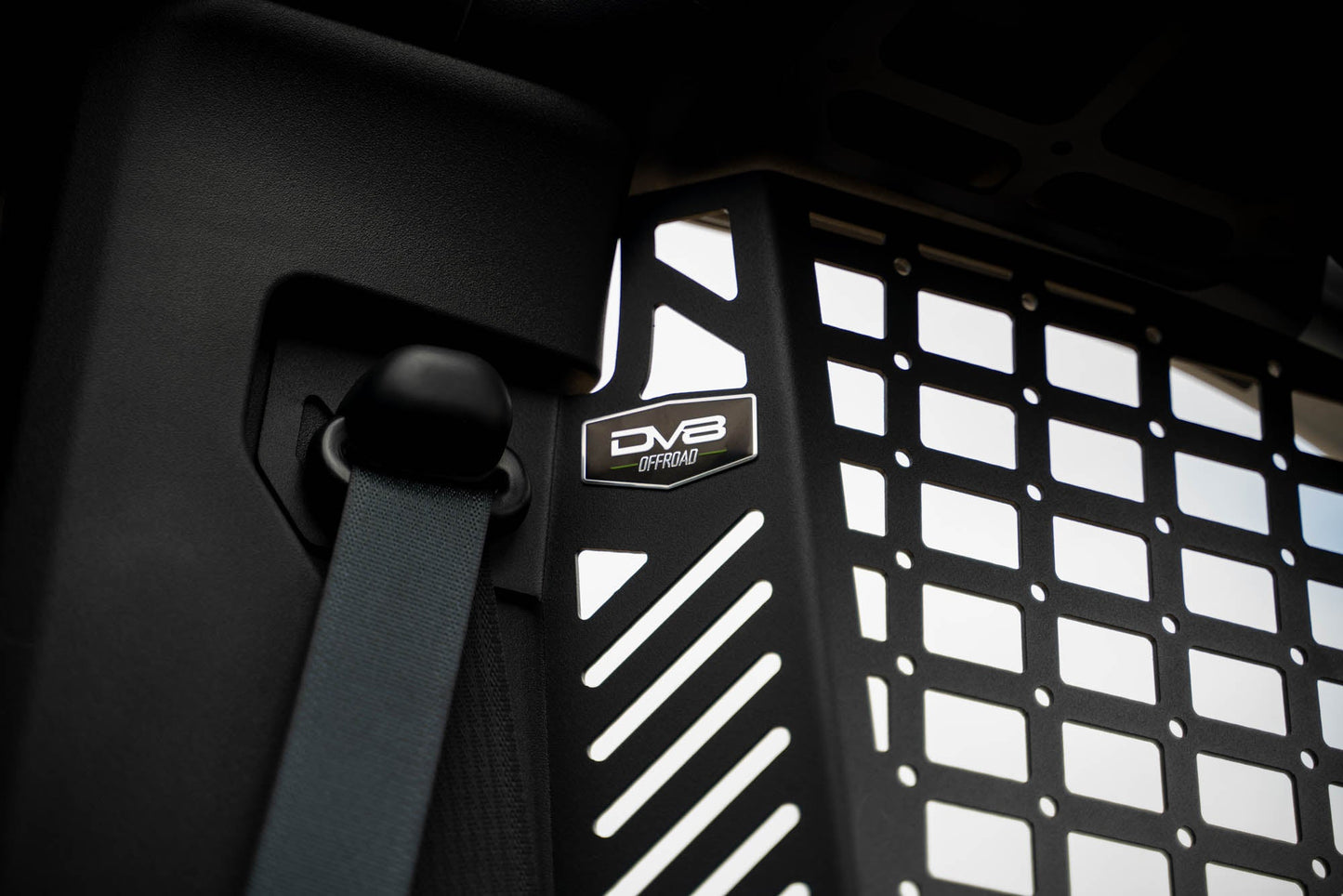 DV8 Logo on the Pocketed Rear Window Molle Panels for the 2021-2024 Ford Bronco