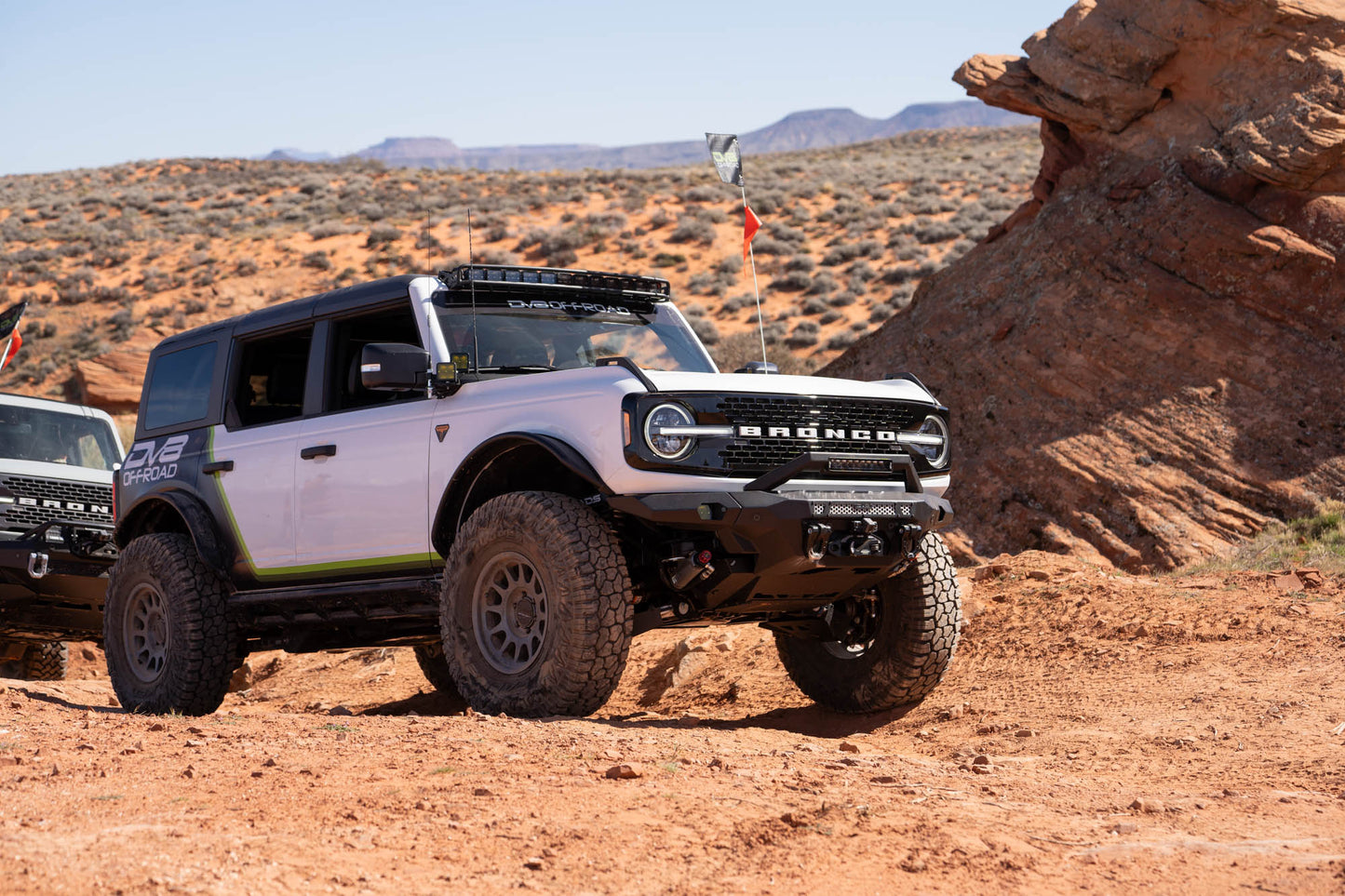 MTO V2 Front Bumper for the 2021-2024 Ford Bronco, on the trail