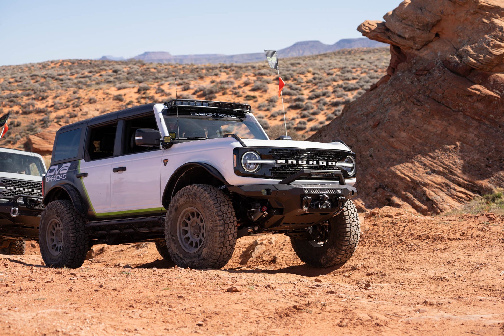 MTO V2 Front Bumper for the 2021-2024 Ford Bronco, on the trail