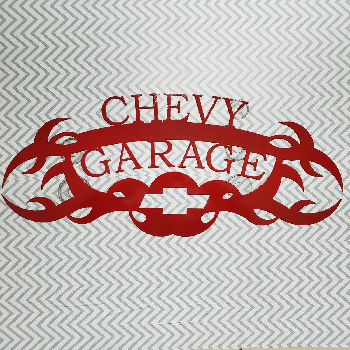 Chevy Garage Metal Sign – Custom Plasma Cut Steel Wall Decor for Garage, Shop, or Mancave