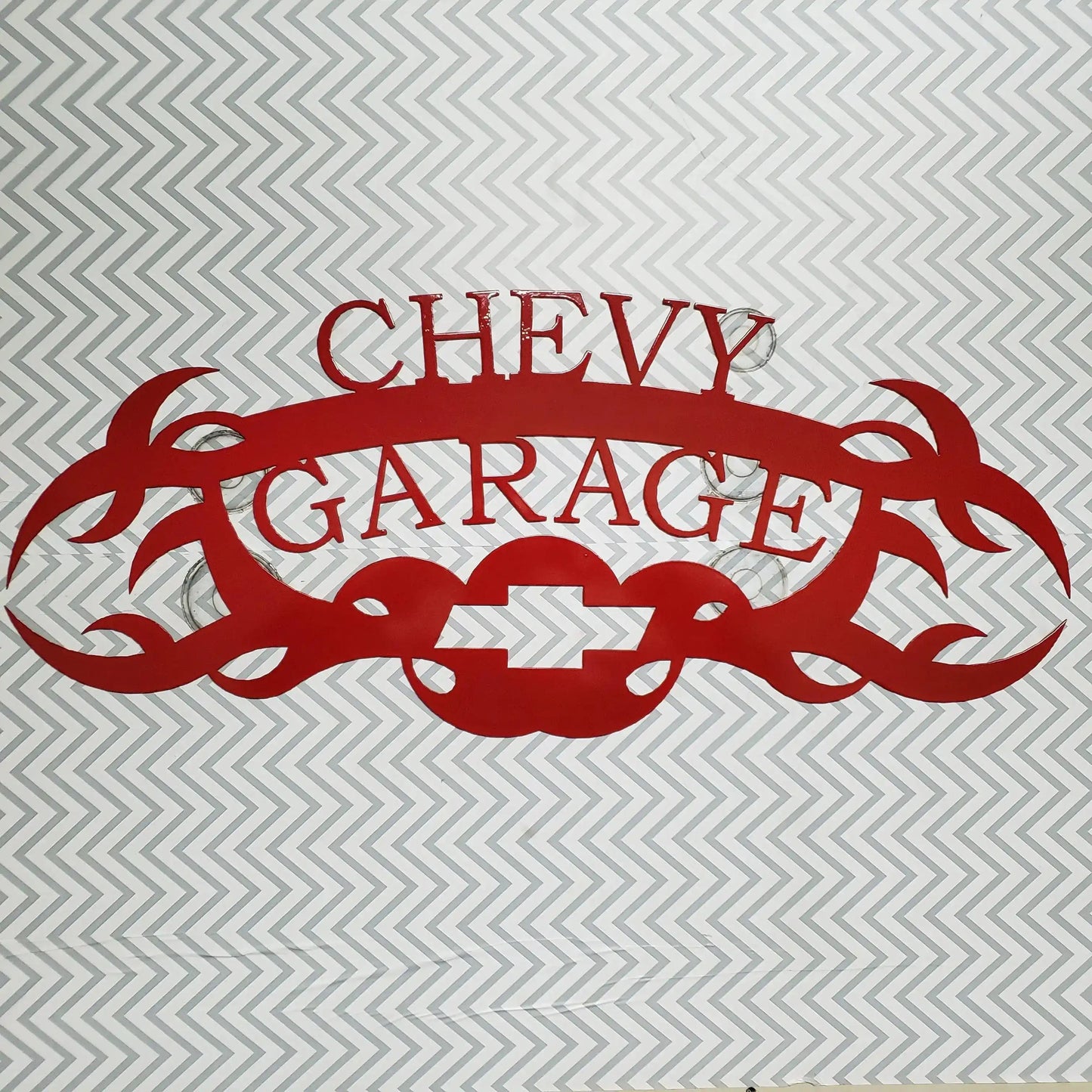 Chevy Garage Metal Sign – Custom Plasma Cut Steel Wall Decor for Garage, Shop, or Mancave