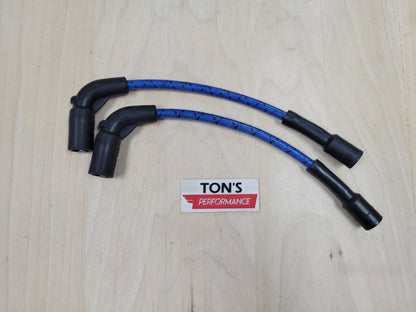 Cloth Braided Plug Wires Harley Sportster 2007+ / PAIR OF SHORT WIRES FOR RELOCATED COIL