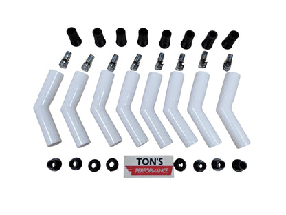 White Ceramic 8mm Spark Plug Boot 45 / 135 Degree angled