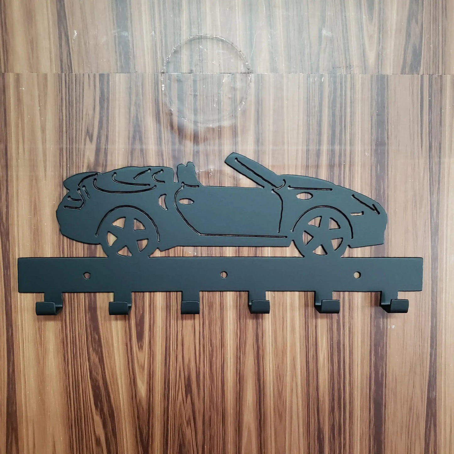 Porsche 911 Convertible Key Hanger – Steel Wall Mounted Key Rack – Sport Car Organizer 12"x6" Garage Entryway Decor