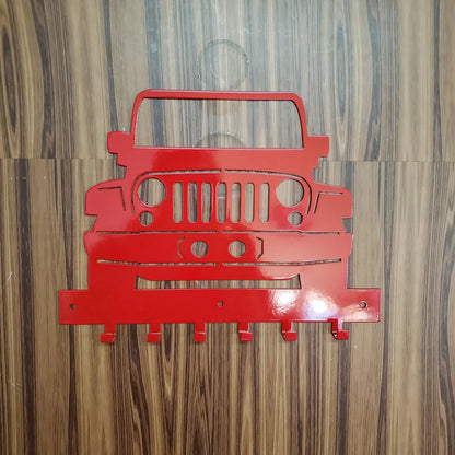 Jeep JK Key Hanger – Full Front End Steel Wall Mounted Key Rack – Wrangler JK Organizer 12"x10" Garage Entryway Man Cave Decor