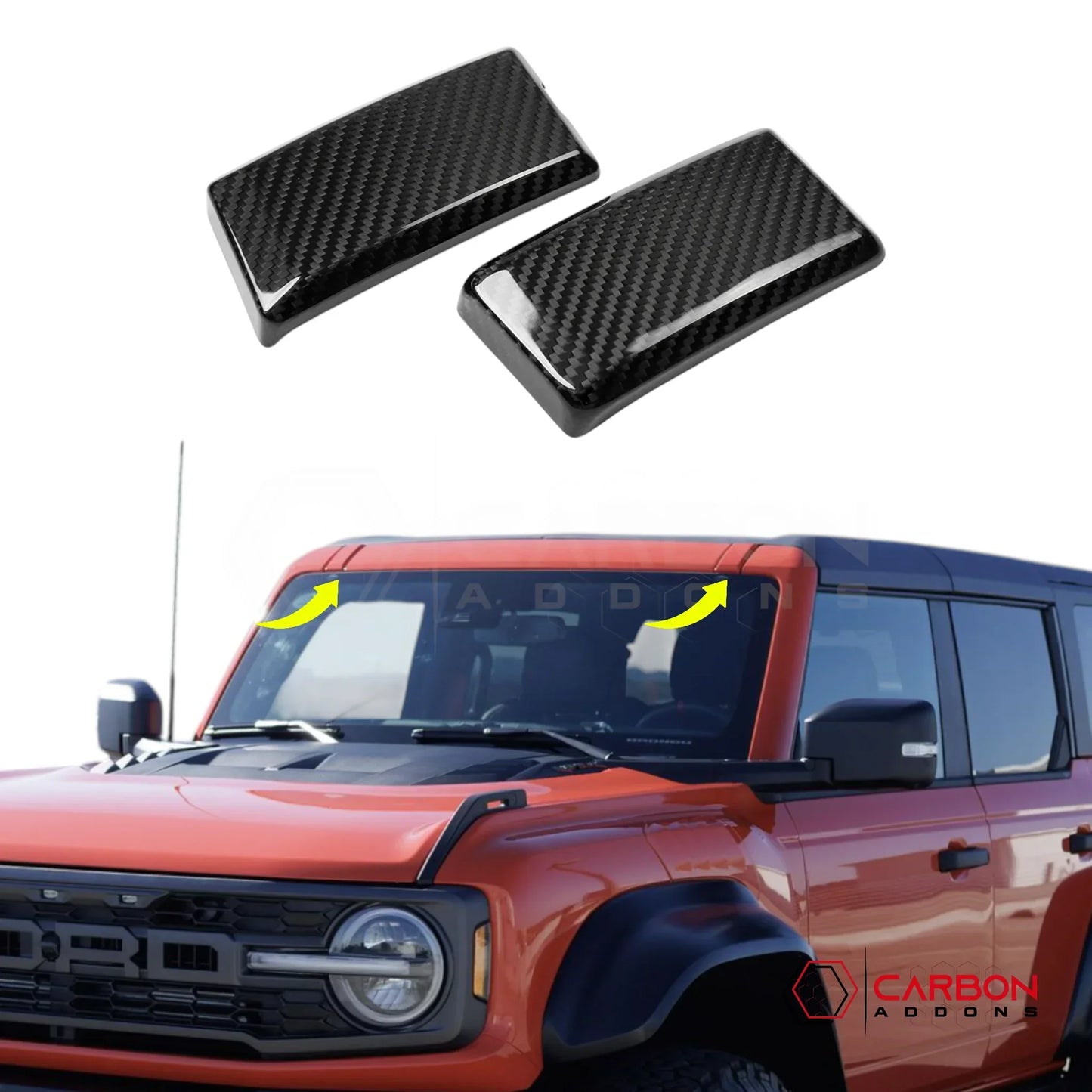 2021+ Bronco Real Carbon Fiber Front Roof Rack Mount Cover Trim Covers