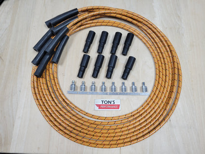 Vintage Cloth Braided Spark Plug Wires LSX LS1 LS LT SWAP Unassembled wire kit