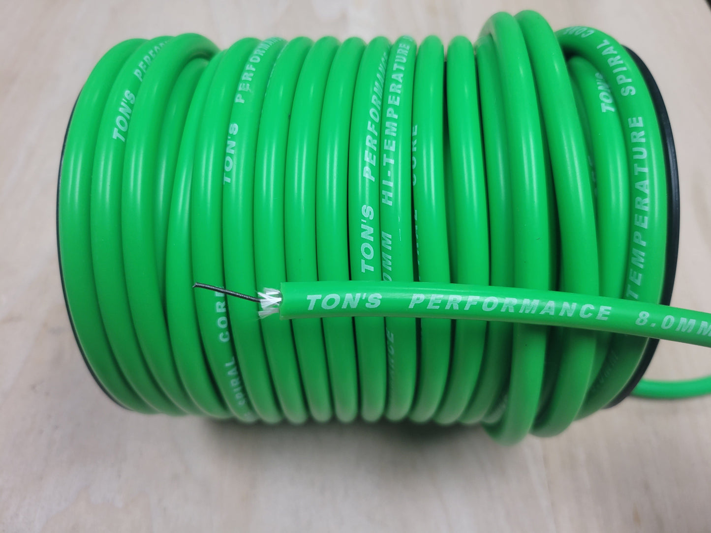Ton's Performance 8mm Spiral Suppression Core 100% Silicone Spark Plug wire 100' roll