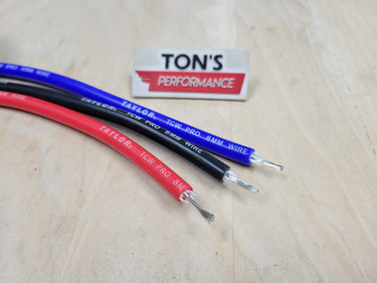 100' Roll Taylor 8mm Pro Wire-Core 100% Silicone Spark Plug wire RED / BLACK / BLUE