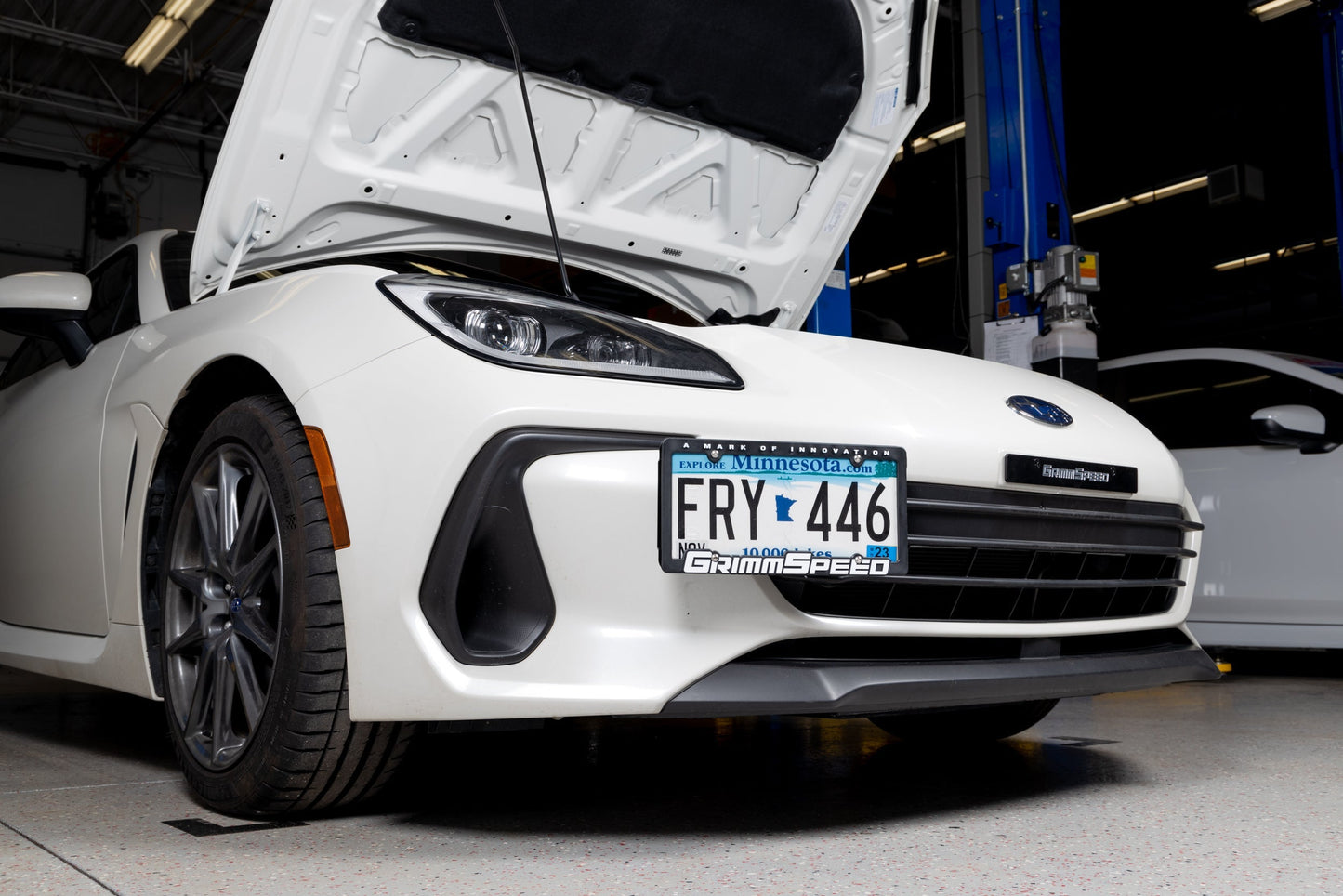 GrimmSpeed License Plate Relocation Kit - 2018+ Subaru WRX, 2018-21 Subaru STI, 2013+ Subaru BRZ, 2017+ Toyota 86 GRM094029