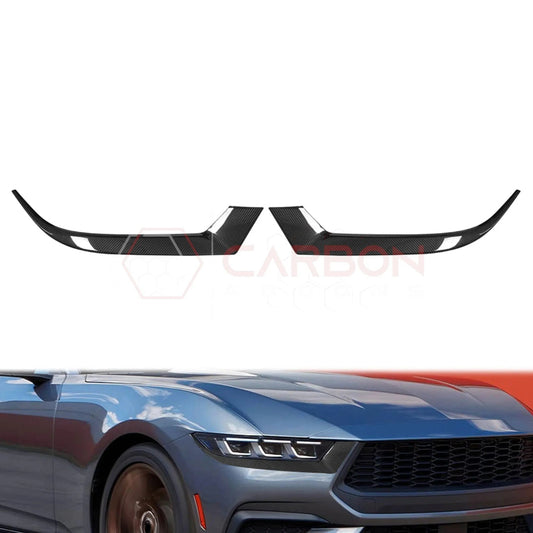 Real Carbon Fiber Headlight Eyelid Covers for 2024+ Ford Mustang
