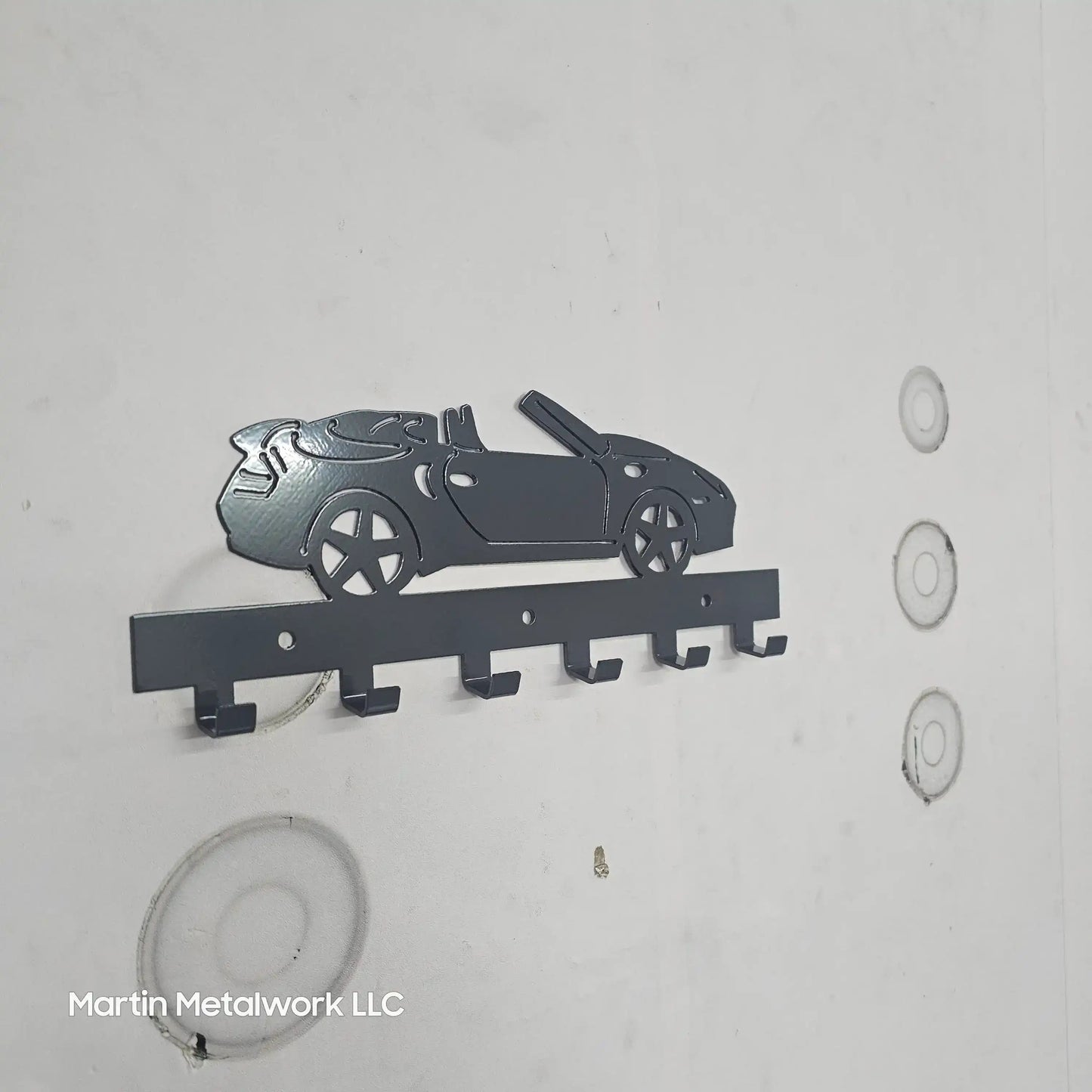 Porsche 911 Convertible Key Hanger – Steel Wall Mounted Key Rack – Sport Car Organizer 12"x6" Garage Entryway Decor