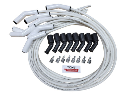Ton's Spark Plug Wires White CERAMIC BOOT UNIVERSAL LS / LT Chevy GM 4.8L 5.3L 6.0L