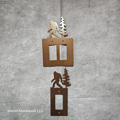 Bigfoot Metal Light Switch Cover – Forest Creature Plate – Powder Coated Steel (Single/Double Gang or Rocker) – Rustic Cabin & Garage Decor