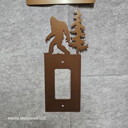 Bigfoot Metal Light Switch Cover – Forest Creature Plate – Powder Coated Steel (Single/Double Gang or Rocker) – Rustic Cabin & Garage Decor