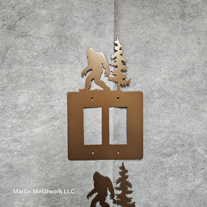 Bigfoot Metal Light Switch Cover – Forest Creature Plate – Powder Coated Steel (Single/Double Gang or Rocker) – Rustic Cabin & Garage Decor