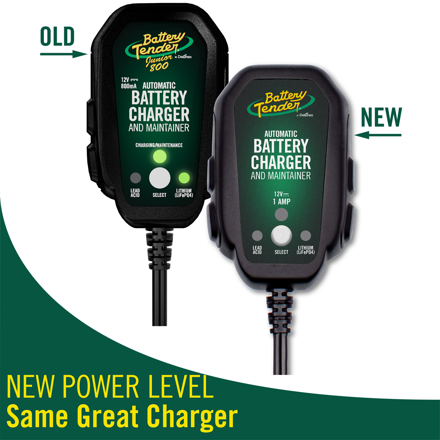 Battery Tender Junior 1 AMP 12V Selectable Chemistry Battery Charger and Maintainer