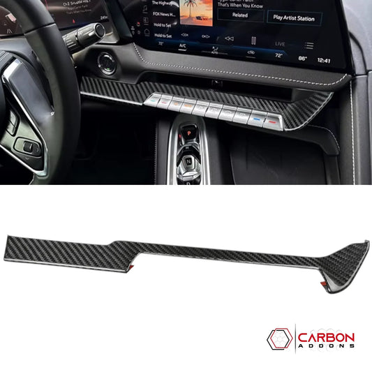 2026+ C8 Corvette Real Carbon Fiber AC Control Trim Cover | Chrome Delete