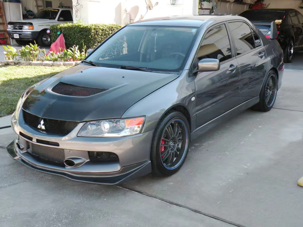 JDMuscle [05-07 EVO 9] Carbon Fiber VS Style Front Lip | JDM-EVO8-FL-VS