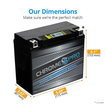 CHROME PRO BATTERY YTX20HL-BS Chrome Pro Series iGel Battery PRO-M00004