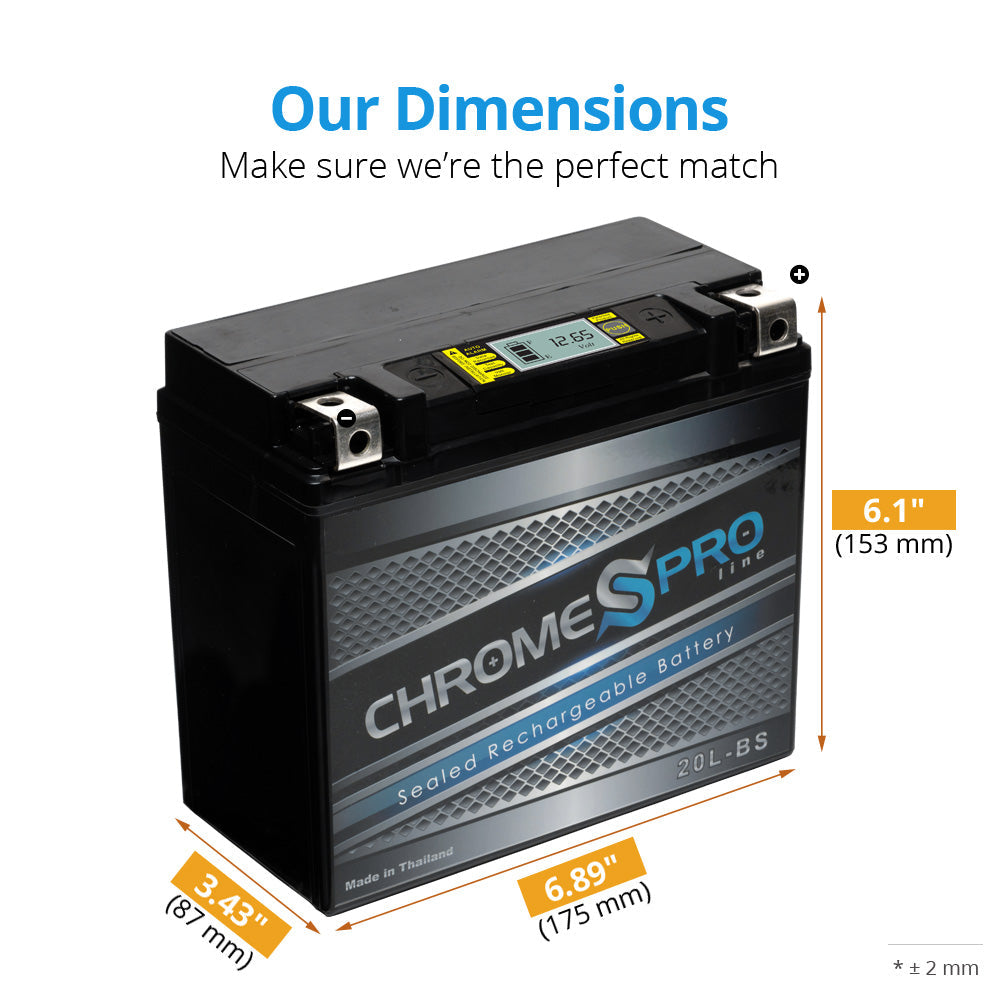 CHROME PRO BATTERY YTX20L-BS Chrome Pro Series iGel Battery PRO-M00008