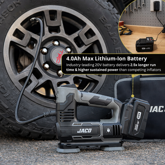 20V Cordless Tire Inflator Portable Air Compressor | 4.0Ah Lithium-Ion Battery Powered Air Pump
