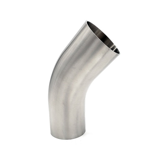 3.500" 14ga Tight Radius 45° Mandrel Bend w/ 2" Tangents - (3.500" CLR) - Brushed Finish - 304 Stainless