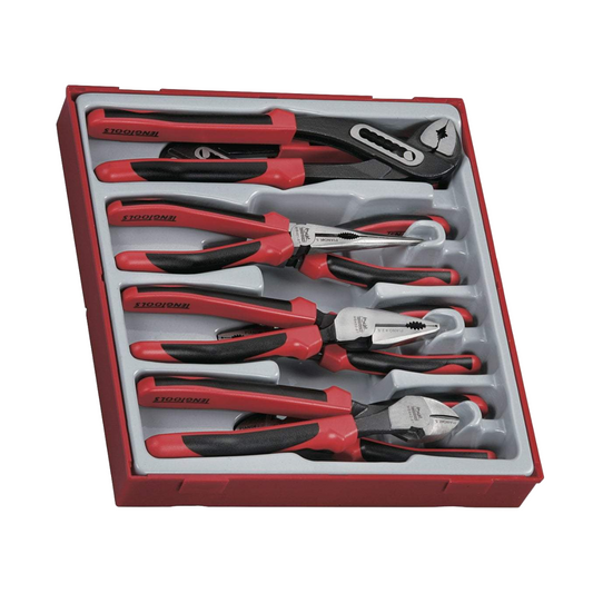 Teng Tools 8 Piece Plier Set Tool Tray (Side Cutters, Linesman, Long Nose, Water Pump) - TTD441-T
