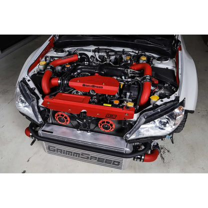 GrimmSpeed Front Mount Intercooler Kit - Raw Core with Red Piping - 2008-14 Subaru WRX GRM090229