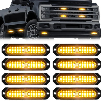 Universal 8-PC Aluminum Surface Mounted 4.5" Emergency High Intensity LED Strobe w/ 17 Patterns