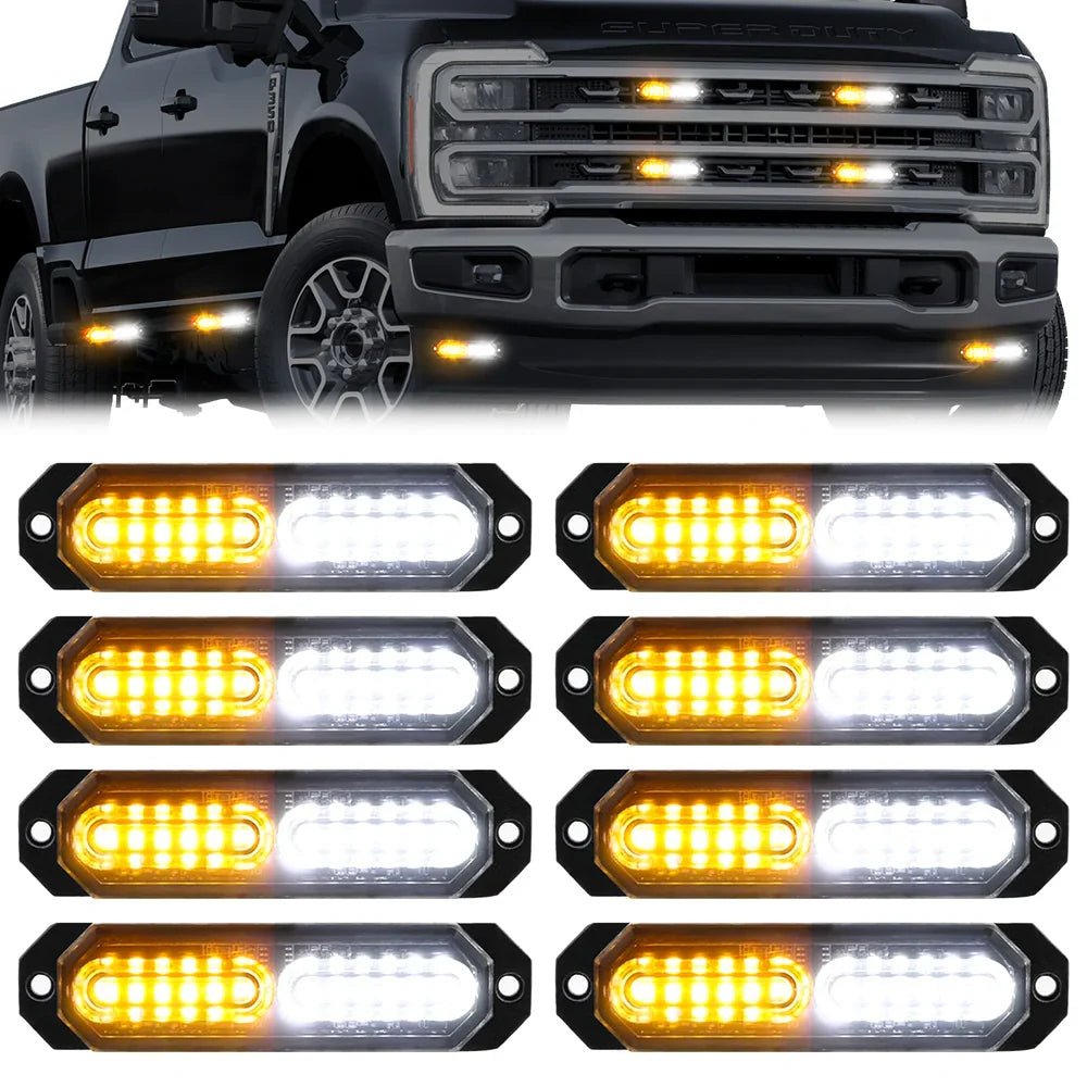 Universal 8-PC Aluminum Surface Mounted 4.5" Emergency High Intensity LED Strobe w/ 17 Patterns