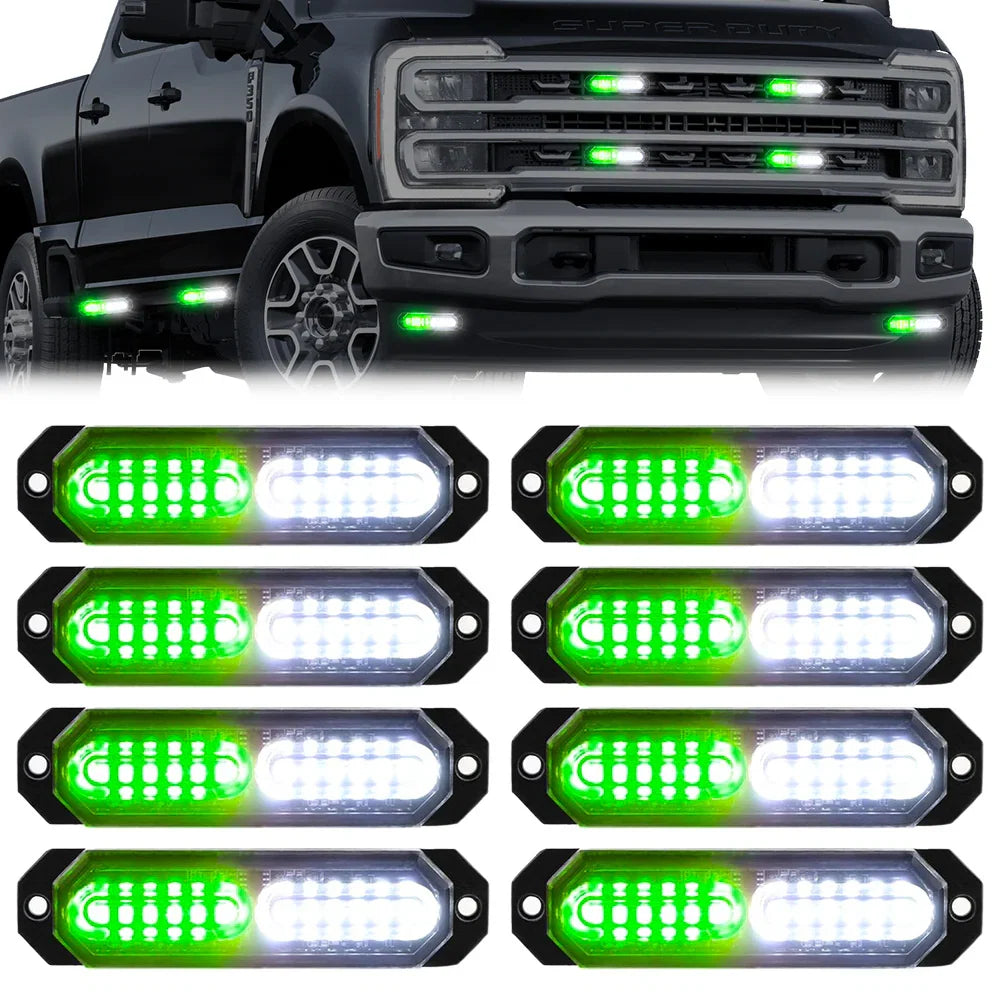 Universal 8-PC Aluminum Surface Mounted 4.5" Emergency High Intensity LED Strobe w/ 17 Patterns