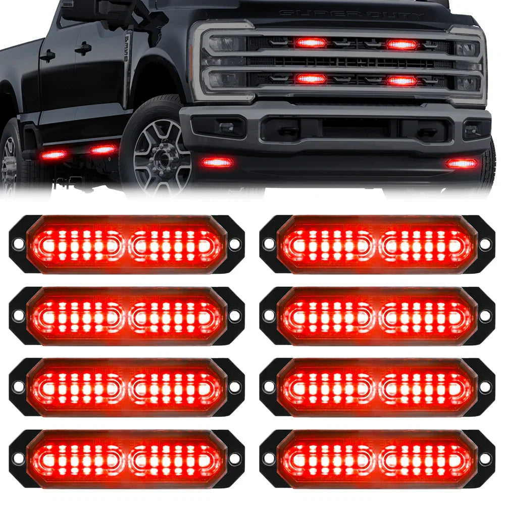 Universal 8-PC Aluminum Surface Mounted 4.5" Emergency High Intensity LED Strobe w/ 17 Patterns