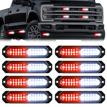 Universal 8-PC Aluminum Surface Mounted 4.5" Emergency High Intensity LED Strobe w/ 17 Patterns
