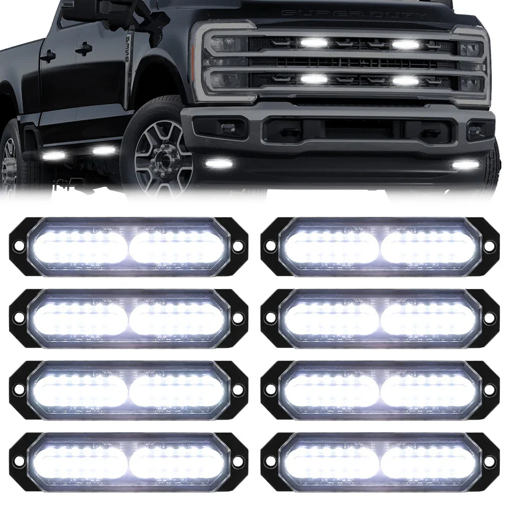 Universal 8-PC Aluminum Surface Mounted 4.5" Emergency High Intensity LED Strobe w/ 17 Patterns