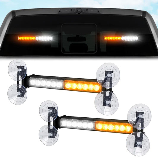 Interior Rear Window 2-PC LED Strobe/Flashing Light Bars - Suction Cup Installation A/C Adapter Plug & Play with 20 Lighting Function - Multiple Colors