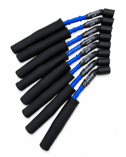 Granatelli 12" GM LS/LT 0-Ohm Blue High-Temp Spark Plug Wires w/ Black Kevlar Boots – 28-1629HTBLB