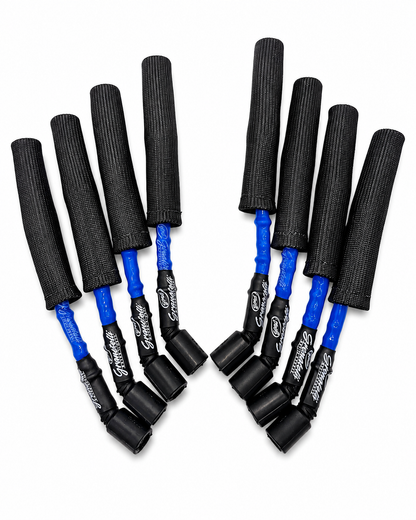 Granatelli 12" GM LS/LT 0-Ohm Blue High-Temp Spark Plug Wires w/ Black Kevlar Boots – 28-1629HTBLB