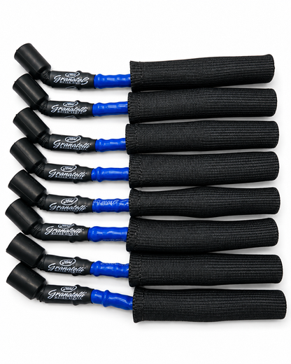 Granatelli 12" GM LS/LT 0-Ohm Blue High-Temp Spark Plug Wires w/ Black Kevlar Boots – 28-1629HTBLB
