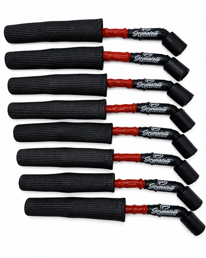 Granatelli 8" GM LS/LT 0-Ohm Red High-Temp Spark Plug Wires w/ Black Kevlar Boots – 28-1811HTRB