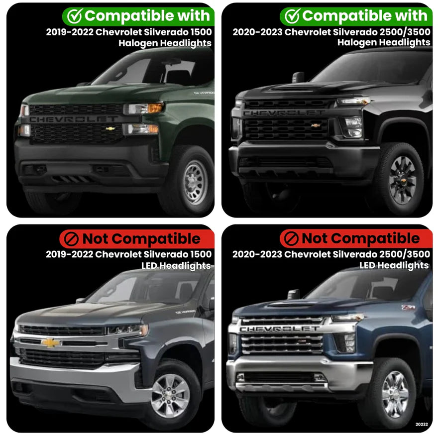 Chevrolet Silverado 1500-2500-3500 Plug-N-Play Harness For Halogen Headlights (2019-2023)