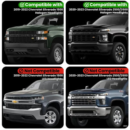 Chevrolet Silverado 1500-2500-3500 Plug-N-Play Harness For Halogen Headlights (2019-2023)