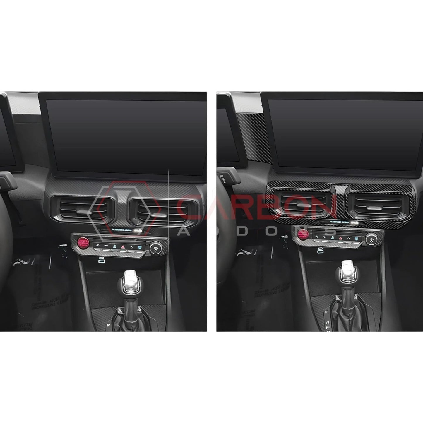 Real Carbon Fiber Center Dashboard A/C Vent Trim Overlays for 2024+ Ford Mustang