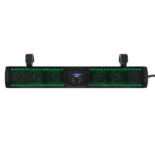 26" Marine Amplified Soundbar with Bluetooth USB & RGB Lighting 6 Speakers 600 Watts