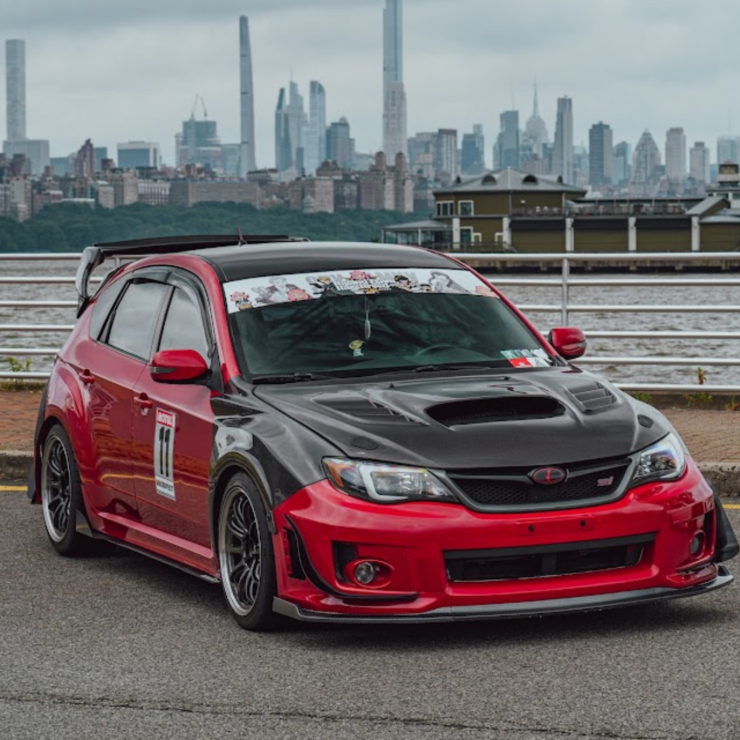 JDMuscle [08-14 WRX/STI] Carbon Fiber Hood V4 w/ Heat Extract