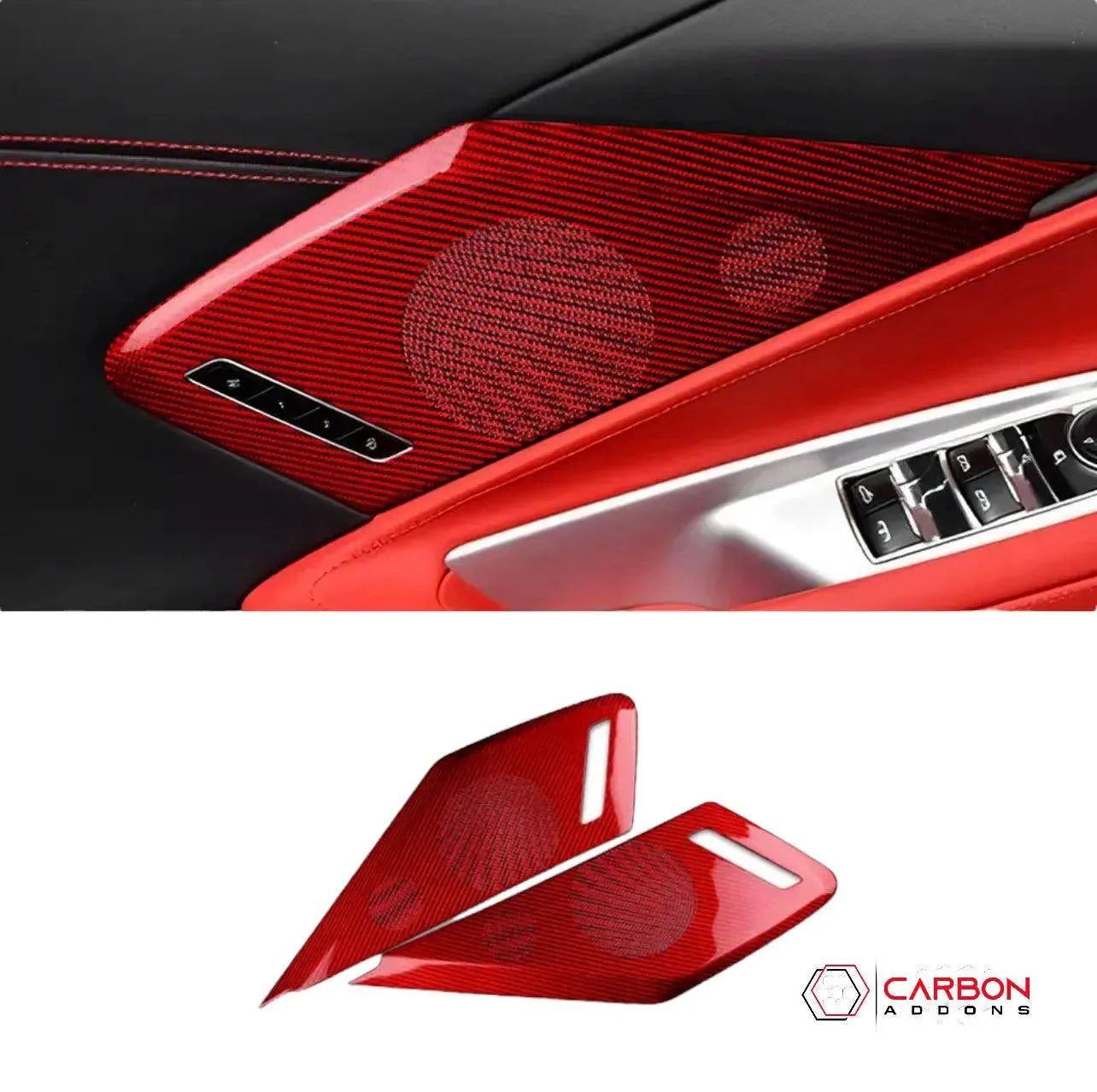 C8 Corvette Real Carbon Fiber Door Speaker Trim Covers | Interior Upgrade (2020–2026)